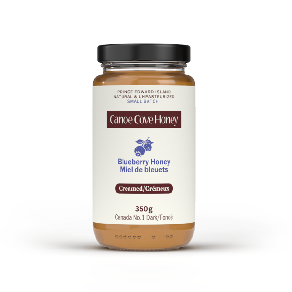 raw creamed blueberry honey from PEI
